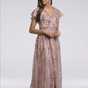 Lara Anastasia Lace Gown Flutter Sleeves (mauve)